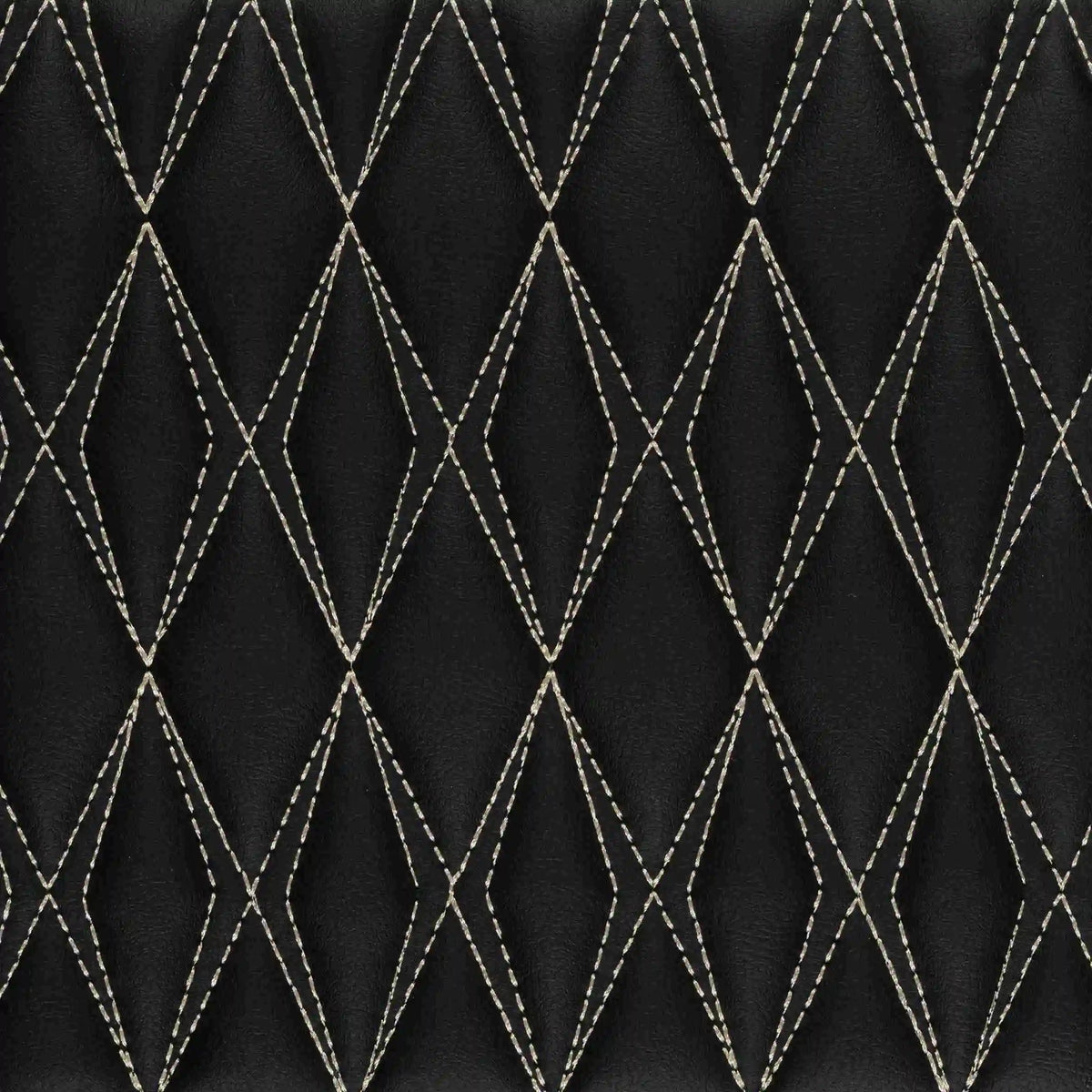 Tapis de Sol 3D sur Mesure Premium Luxus – Motif Double Losange Noir avec Surpiqûres Beiges