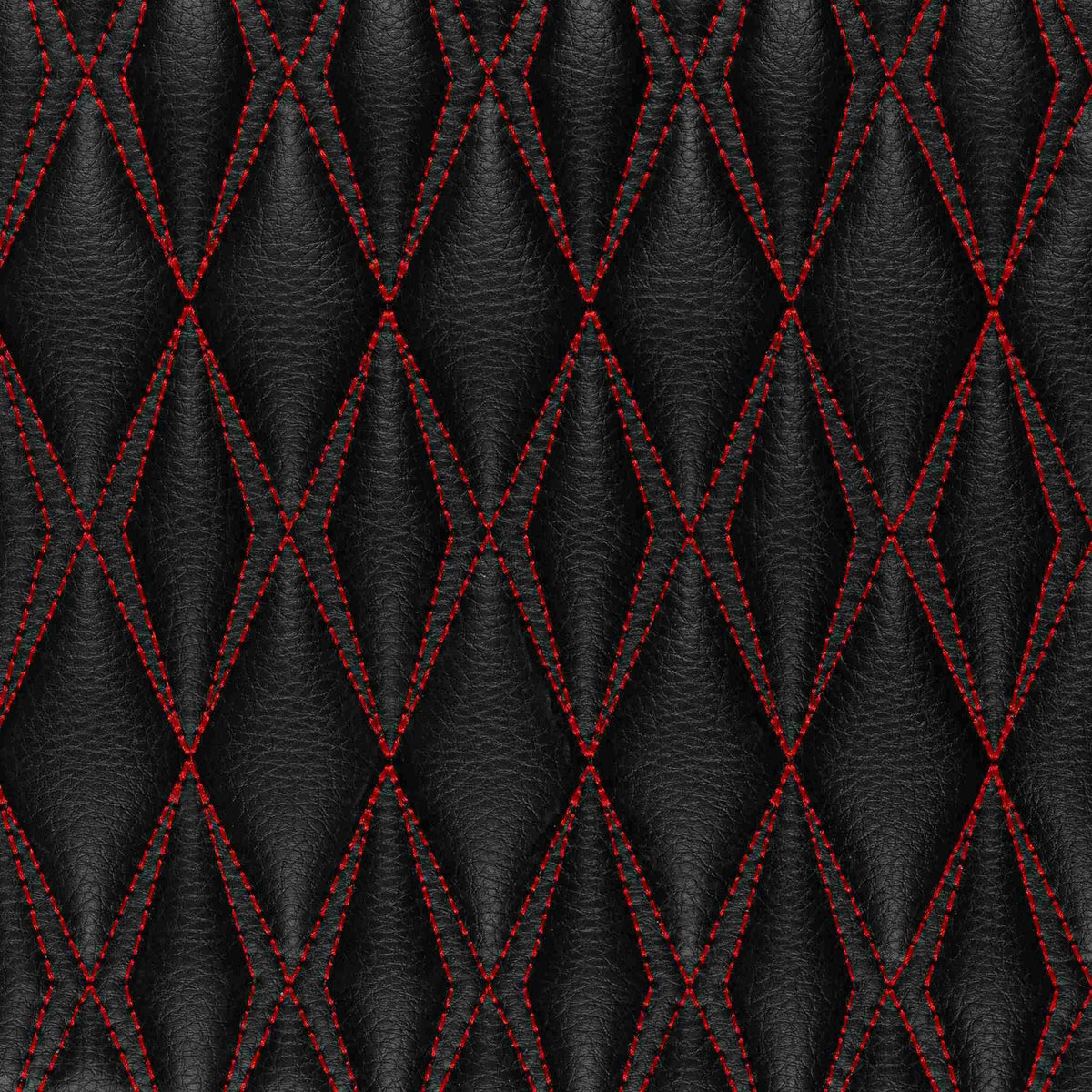 Tapis de Sol 3D sur Mesure Premium Luxus – Motif Double Losange Noir avec Surpiqûres Rouges