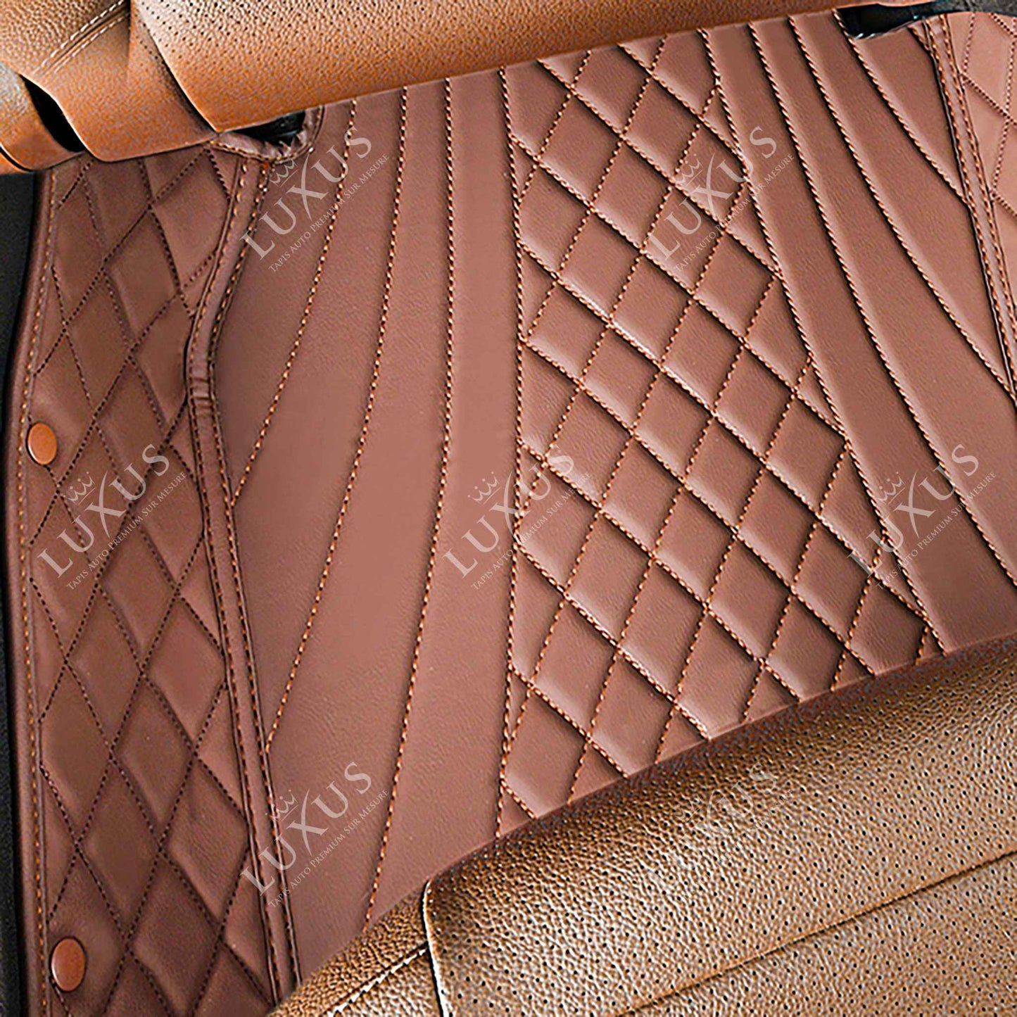 Tapis de Sol 3D sur Mesure Premium Luxus – Motif Hybride Marron Chocolat