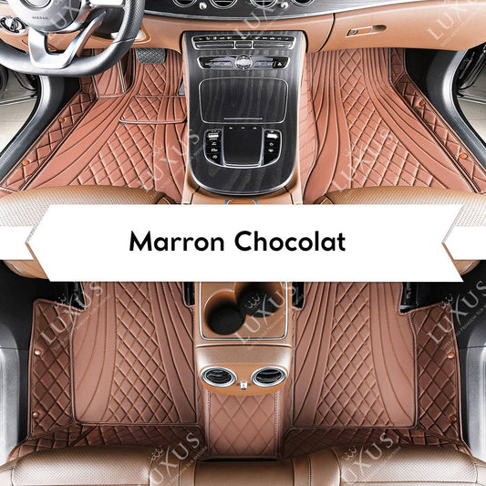 Tapis de Sol 3D sur Mesure Premium Luxus – Motif Hybride Marron Chocolat