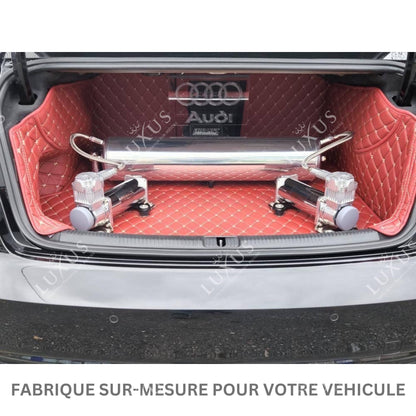 Tapis de Coffre sur Mesure Premium Luxus – Motif Losange Noir avec Surpiqûres Blanches