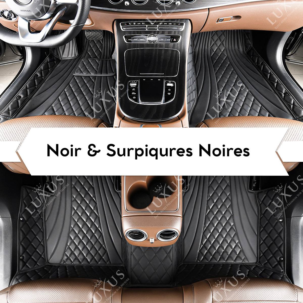 Tapis de Sol 3D sur Mesure Premium Luxus – Motif Hybride Noir avec Surpiqûres Noires