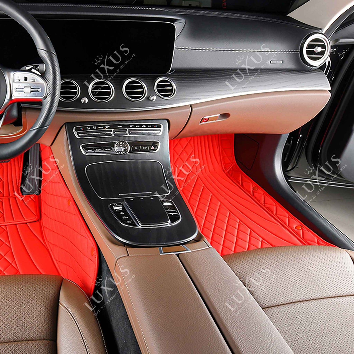 Tapis de Sol 3D sur Mesure Premium Luxus – Motif Hybride Rouge Ferrari