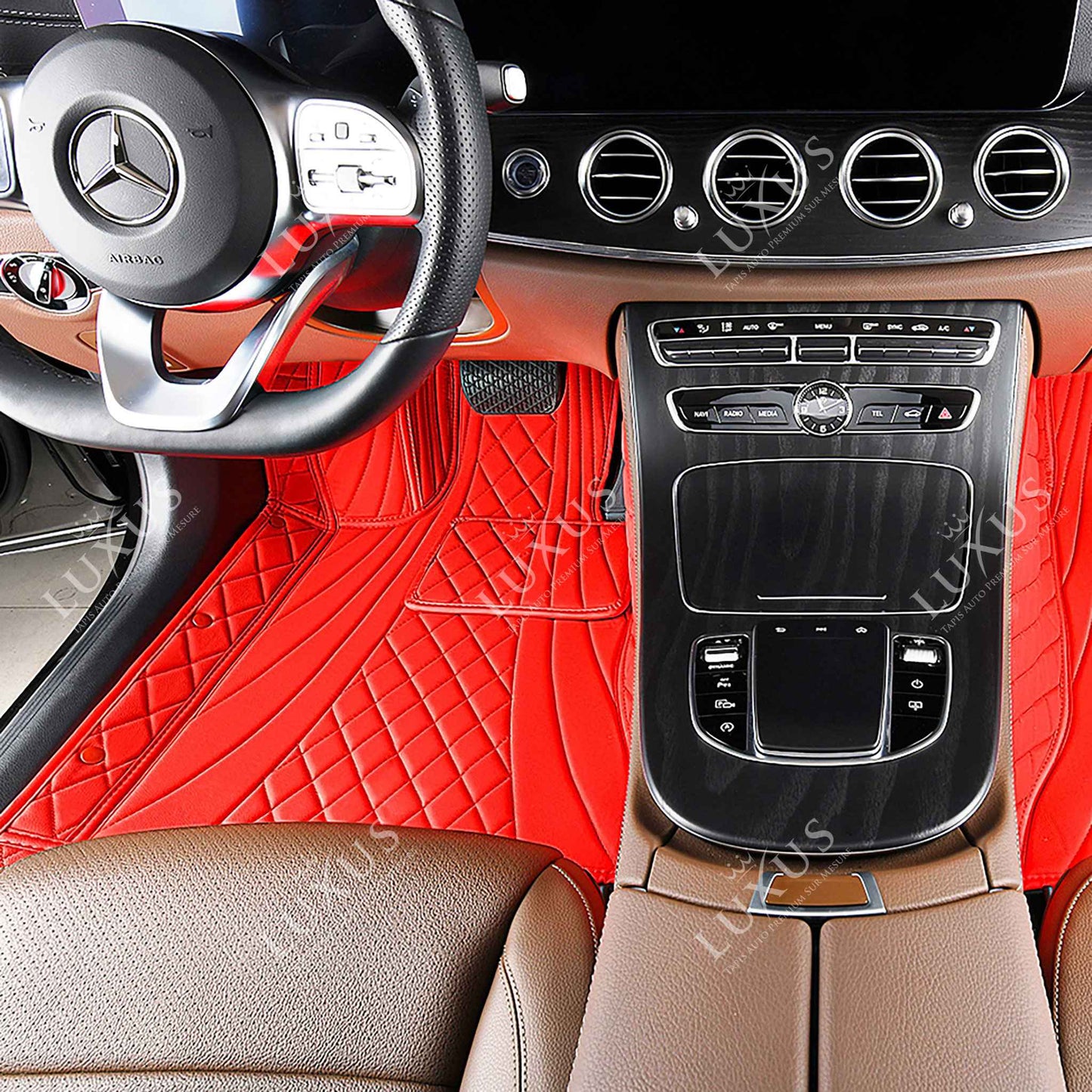 Tapis de Sol 3D sur Mesure Premium Luxus – Motif Hybride Rouge Ferrari