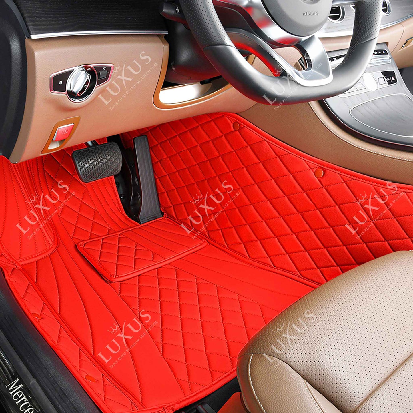 Tapis de Sol 3D sur Mesure Premium Luxus – Motif Hybride Rouge Ferrari