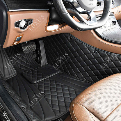 Tapis de Sol 3D sur Mesure Premium Luxus – Motif Hybride Noir avec Surpiqûres Noires