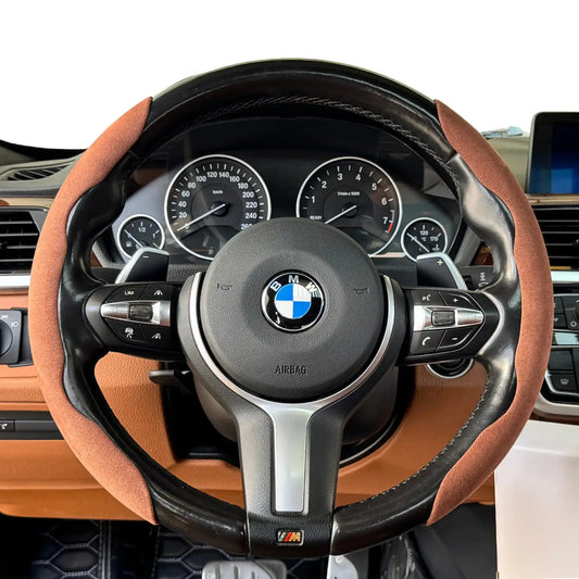 Housse de volant minimaliste en Alcantara - Grip vero - Marron chocolat