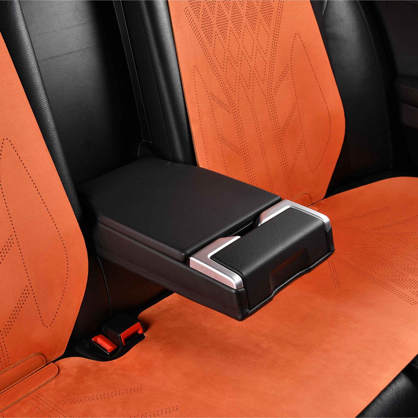 Luxus SeatSkin™ Housses de Siège sur Mesure en Suédine – Motif Losange Orange Lava