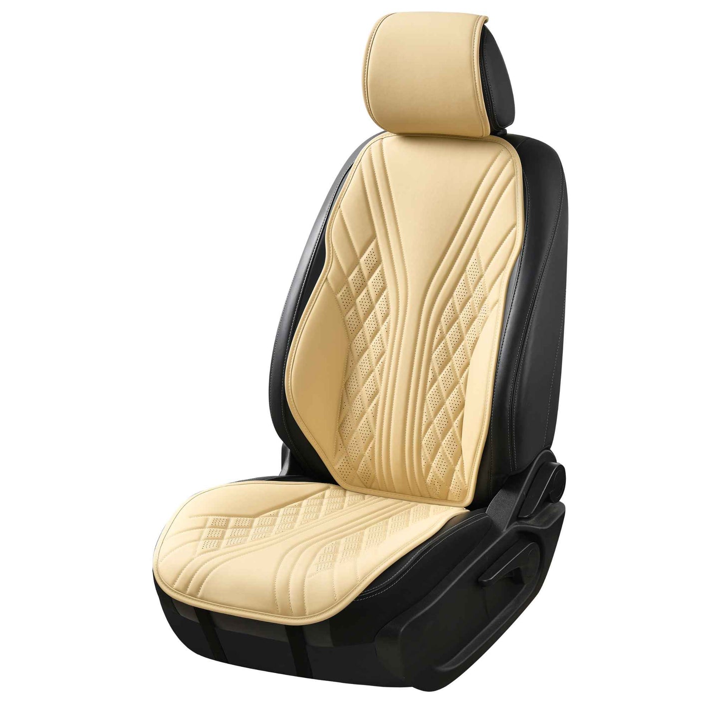 Luxus SeatSkin™ Housses de Siège sur Mesure en Similicuir – Motif Hybride Beige Crème