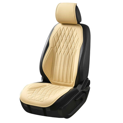 Luxus SeatSkin™ Housses de Siège sur Mesure en Similicuir – Motif Losange Beige Crème