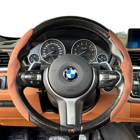 Housse de volant minimaliste en Alcantara - Grip sport - Marron chocolat