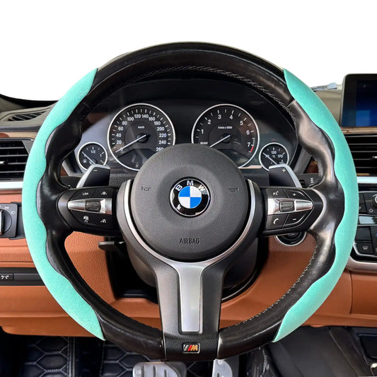 Housse de volant minimaliste en Alcantara - Grip classic - Bleu Tiffany