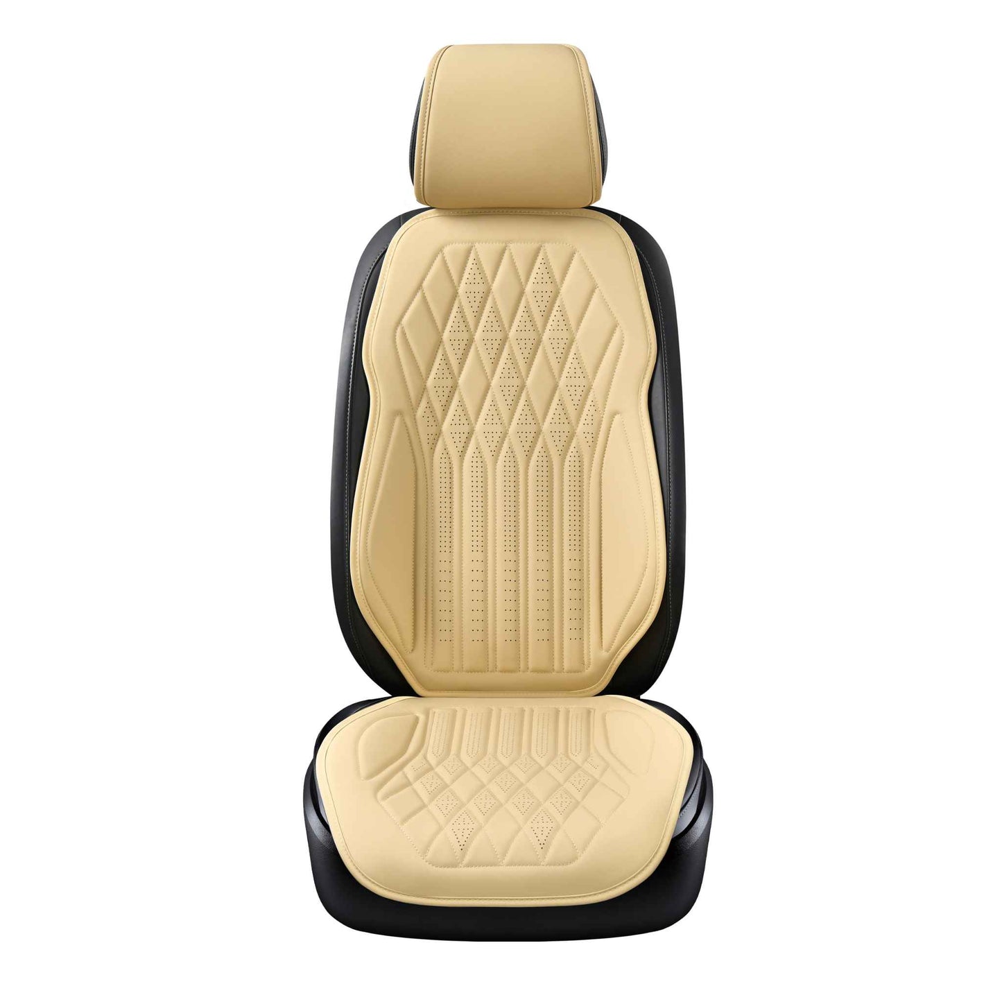 Luxus SeatSkin™ Housses de Siège sur Mesure en Similicuir – Motif Losange Beige Crème