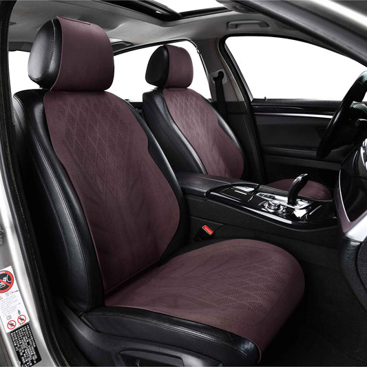 Luxus SeatSkin™ Housses de Siège sur Mesure en Suédine – Motif Losange Marron Chocolat