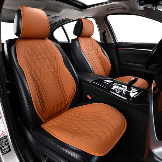 Luxus SeatSkin™ Housses de Siège sur Mesure en Similicuir – Motif Losange Marron Caramel