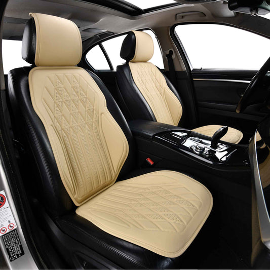 Luxus SeatSkin™ Housses de Siège sur Mesure en Similicuir – Motif Losange Beige Crème