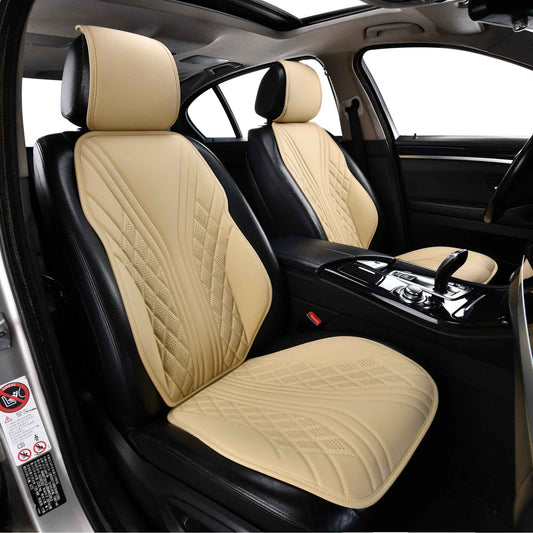 Luxus SeatSkin™ Housses de Siège sur Mesure en Similicuir – Motif Hybride Beige Crème