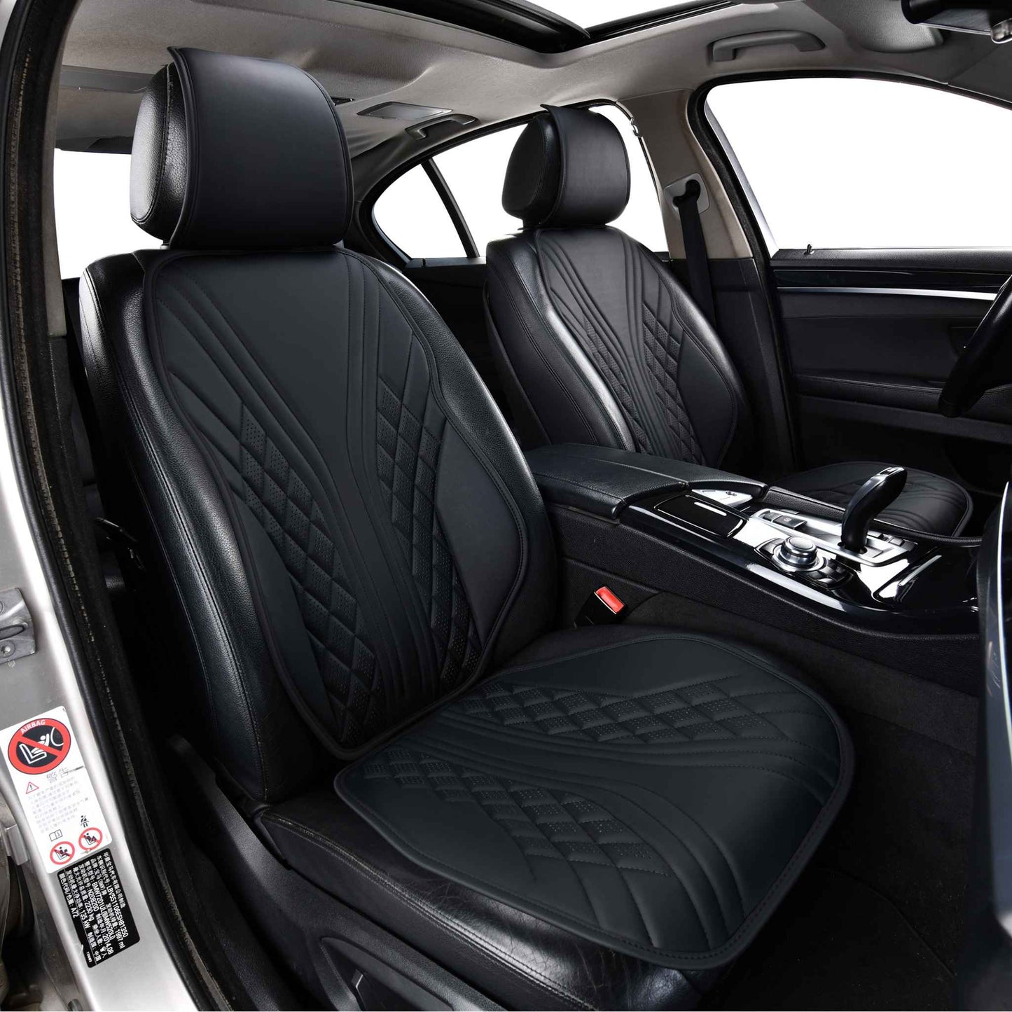Luxus SeatSkin™ Housses de Siège sur Mesure en Similicuir – Motif Hybride Noir