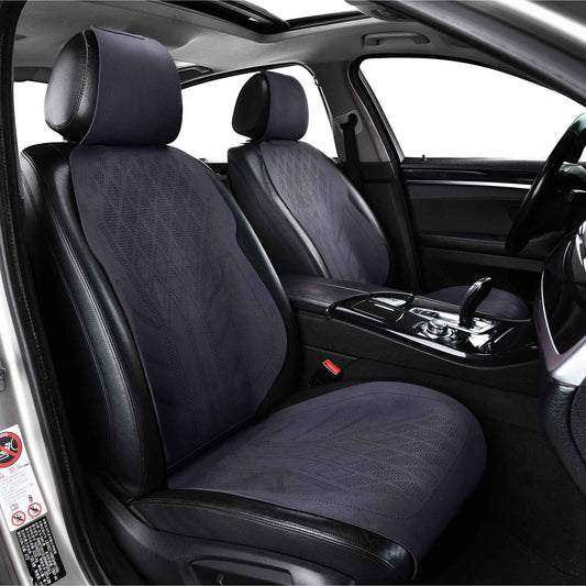 Luxus SeatSkin™ Housses de Siège sur Mesure en Suédine – Motif Losange Noir
