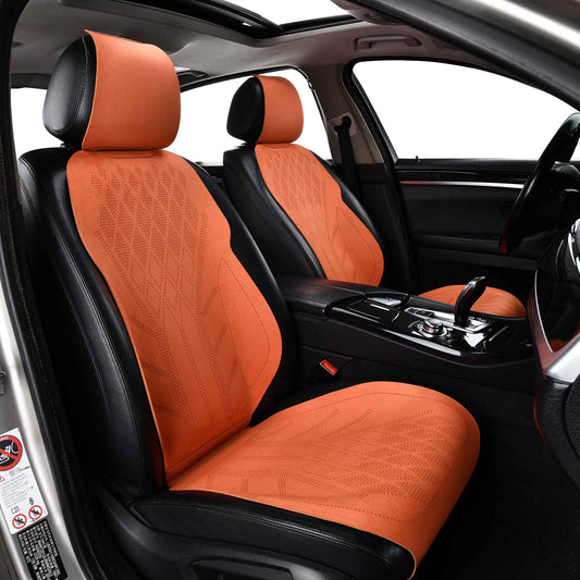 Luxus SeatSkin™ Housses de Siège sur Mesure en Suédine – Motif Losange Orange Lava
