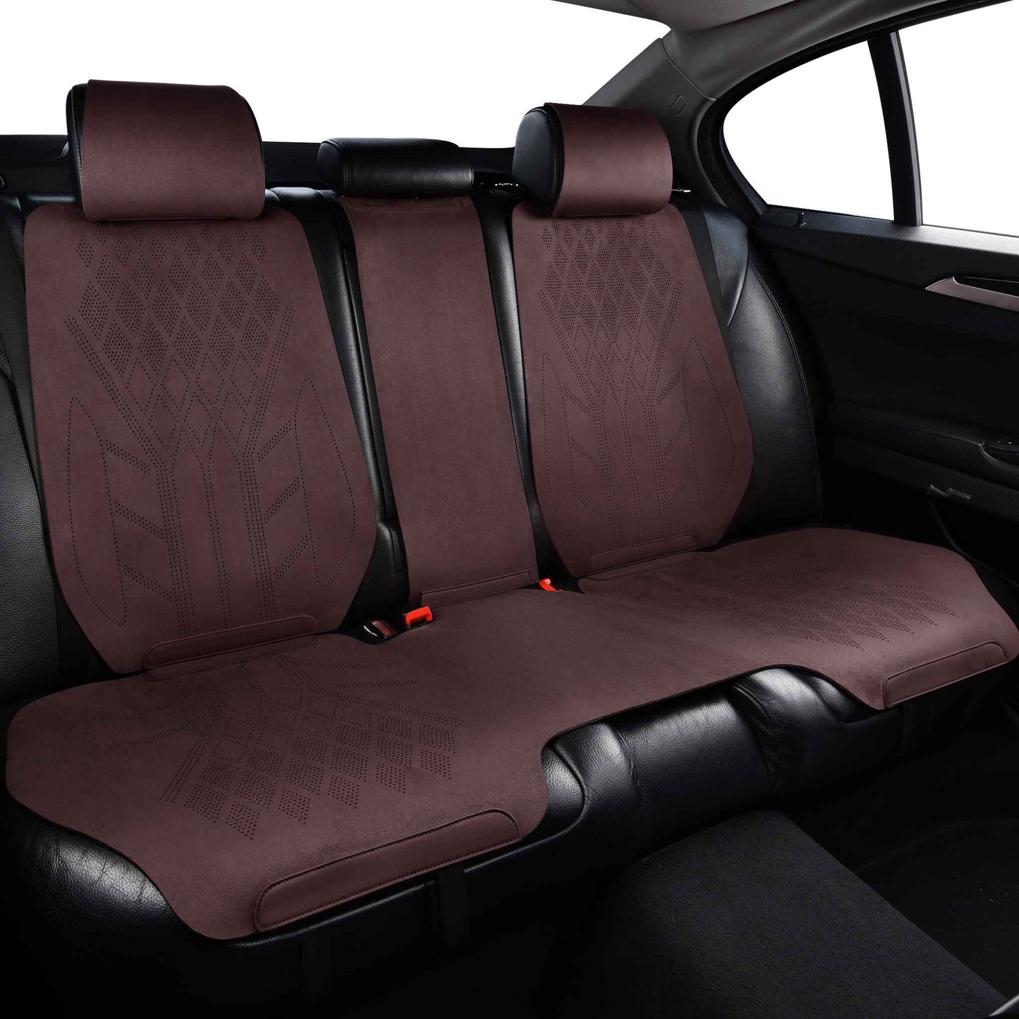 Luxus SeatSkin™ Housses de Siège sur Mesure en Suédine – Motif Losange Marron Chocolat