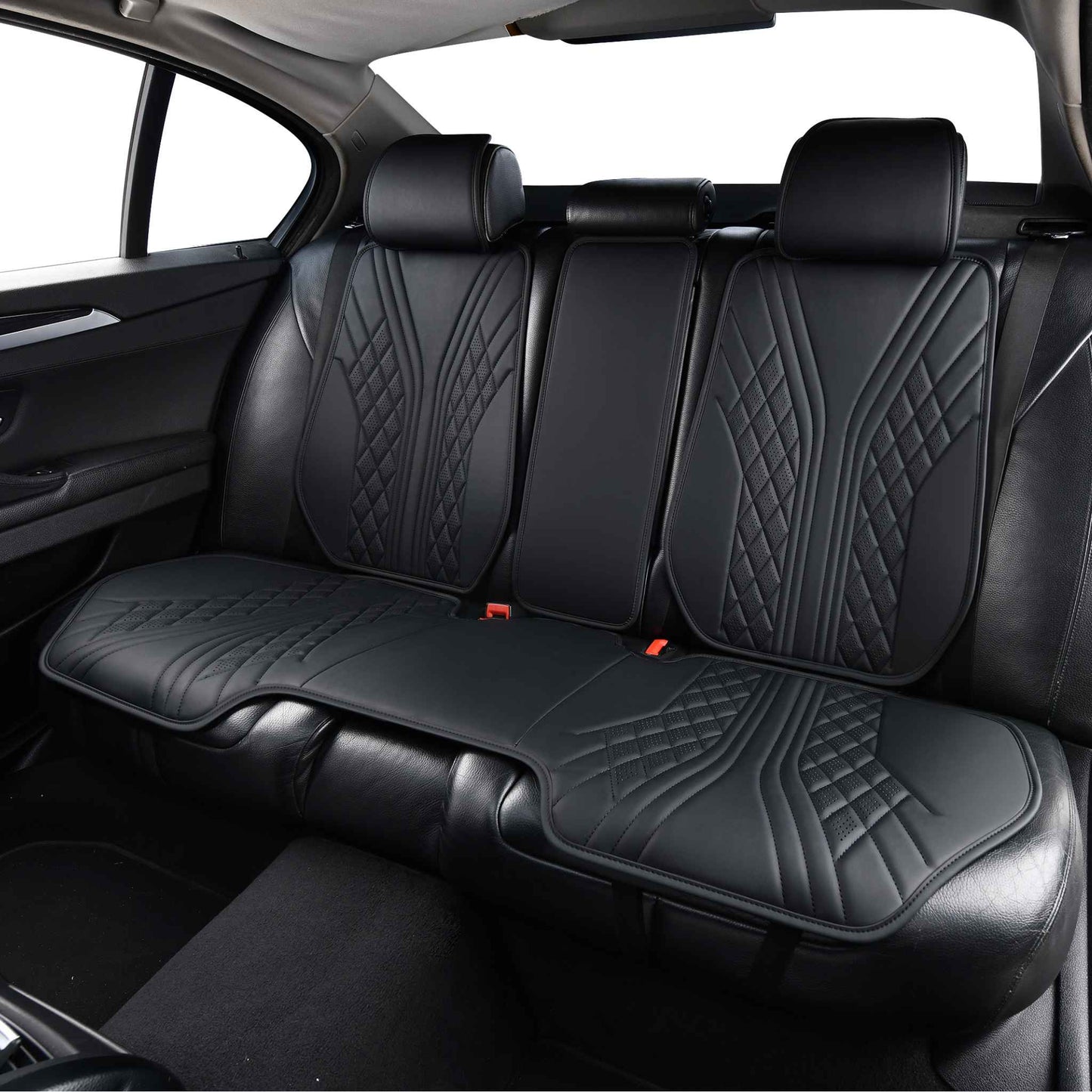 Luxus SeatSkin™ Housses de Siège sur Mesure en Similicuir – Motif Hybride Noir