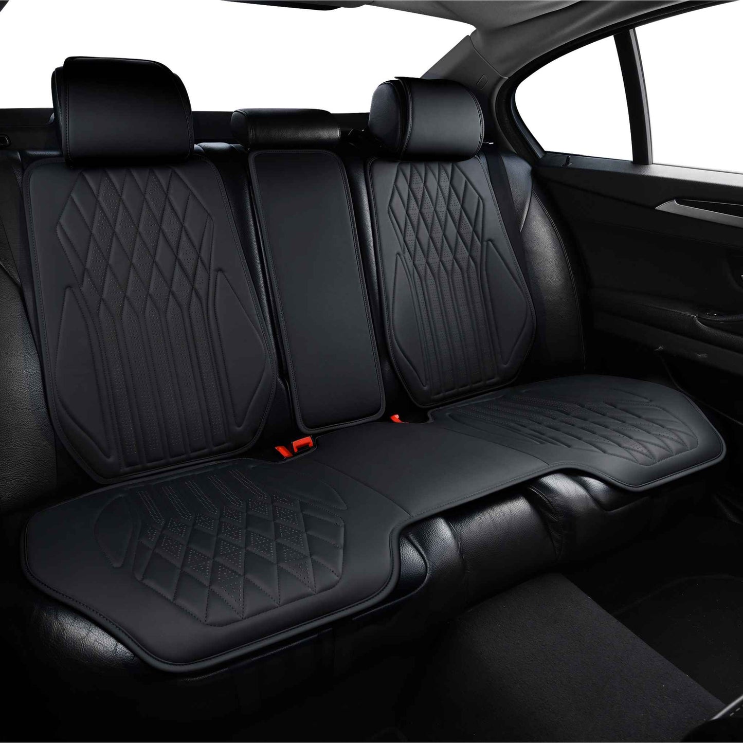 Luxus SeatSkin™ Housses de Siège sur Mesure en Similicuir – Motif Losange Noir Onyx