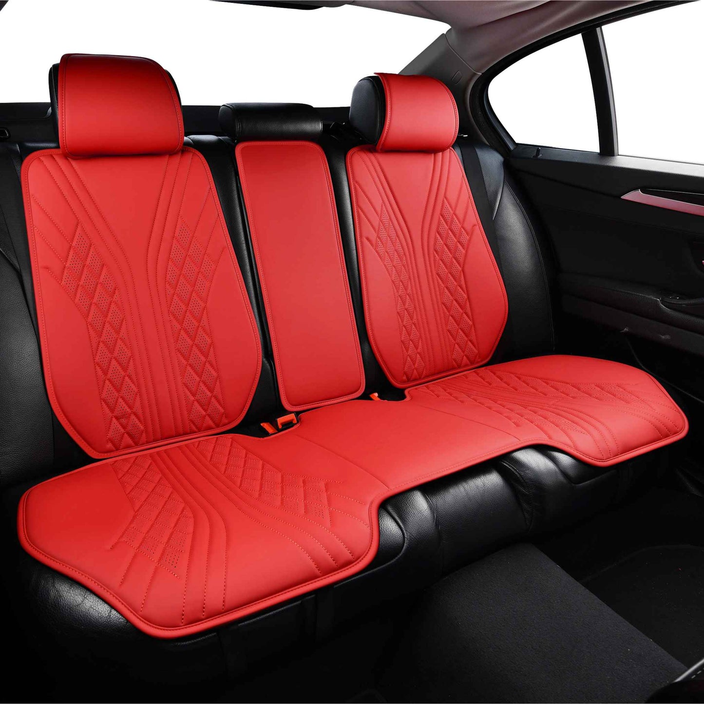 Luxus SeatSkin™ Housses de Siège sur Mesure en Similicuir – Motif Hybride Rouge Ferrari