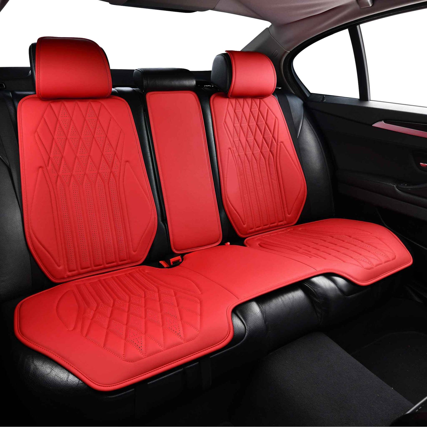 Luxus SeatSkin™ Housses de Siège sur Mesure en Similicuir – Motif Losange Rouge Ferrari