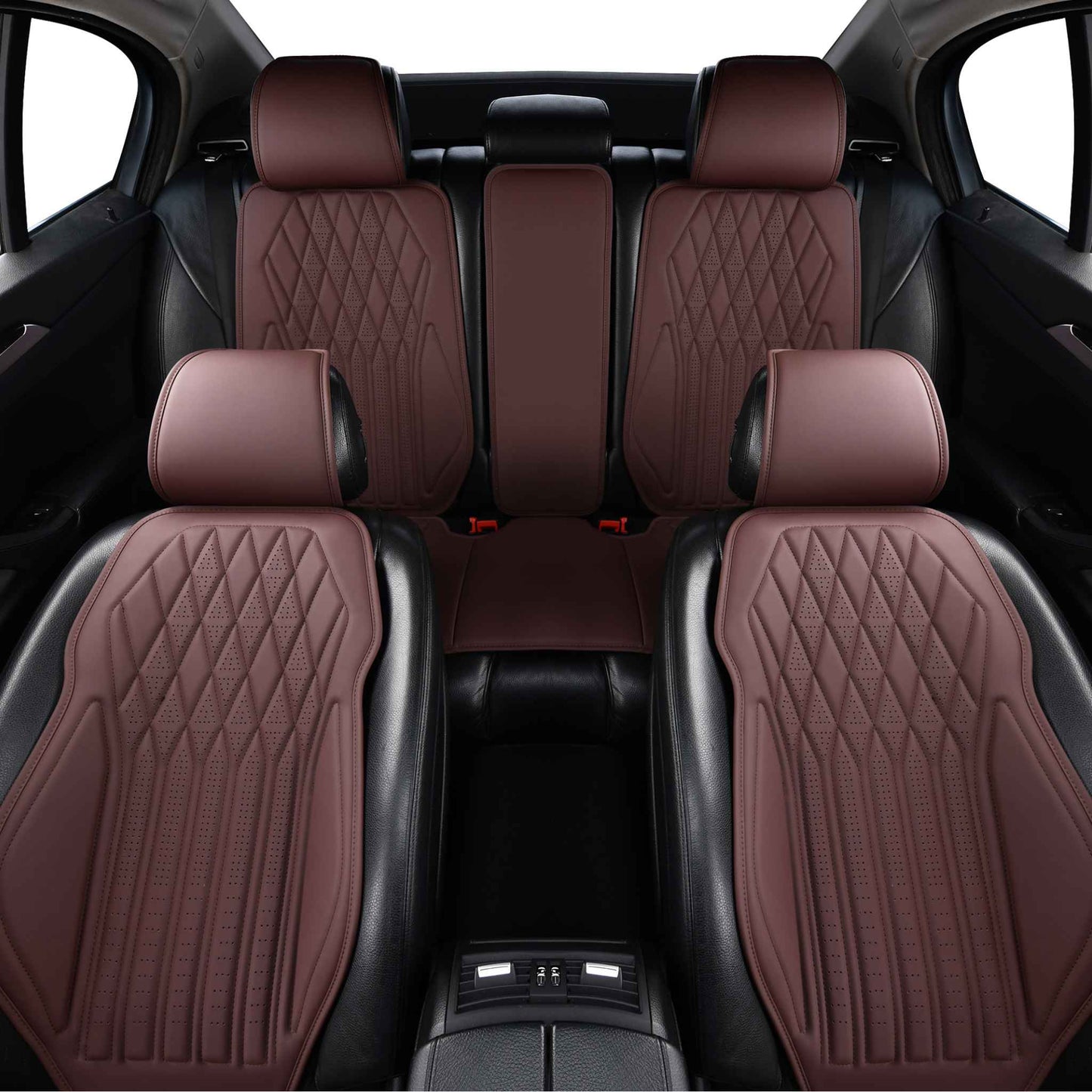 Luxus SeatSkin™ Housses de Siège sur Mesure en Similicuir – Motif Losange Rouge Ferrari