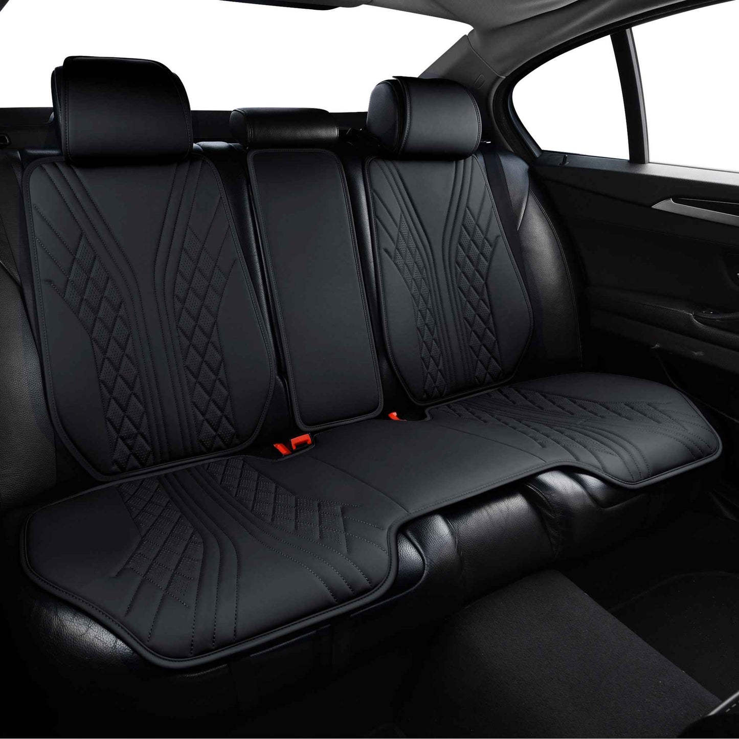 Luxus SeatSkin™ Housses de Siège sur Mesure en Similicuir – Motif Hybride Noir