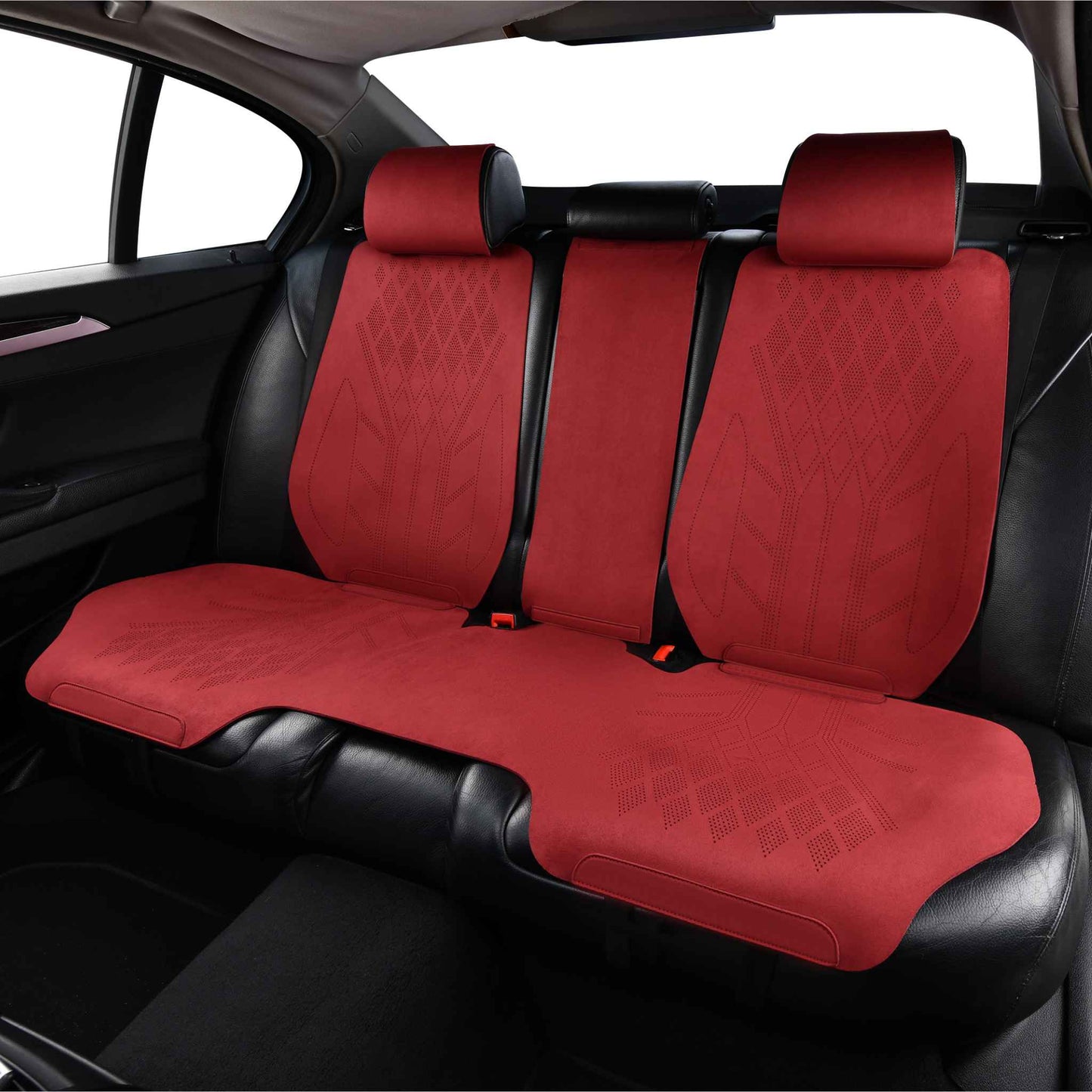 Luxus SeatSkin™ Housses de Siège sur Mesure en Suédine – Motif Losange Rouge Cerise