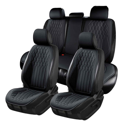 Luxus SeatSkin™ Housses de Siège sur Mesure en Similicuir – Motif Losange Noir Onyx