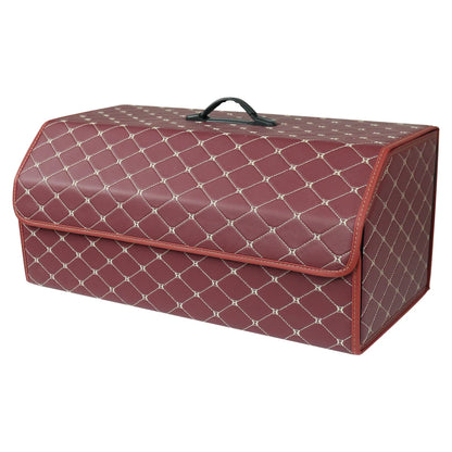 Boite de Rangement Voiture | Motif Losange | Rouge Cerise
