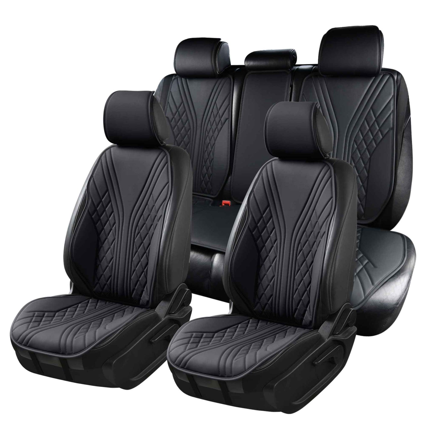 Luxus SeatSkin™ Housses de Siège sur Mesure en Similicuir – Motif Hybride Noir