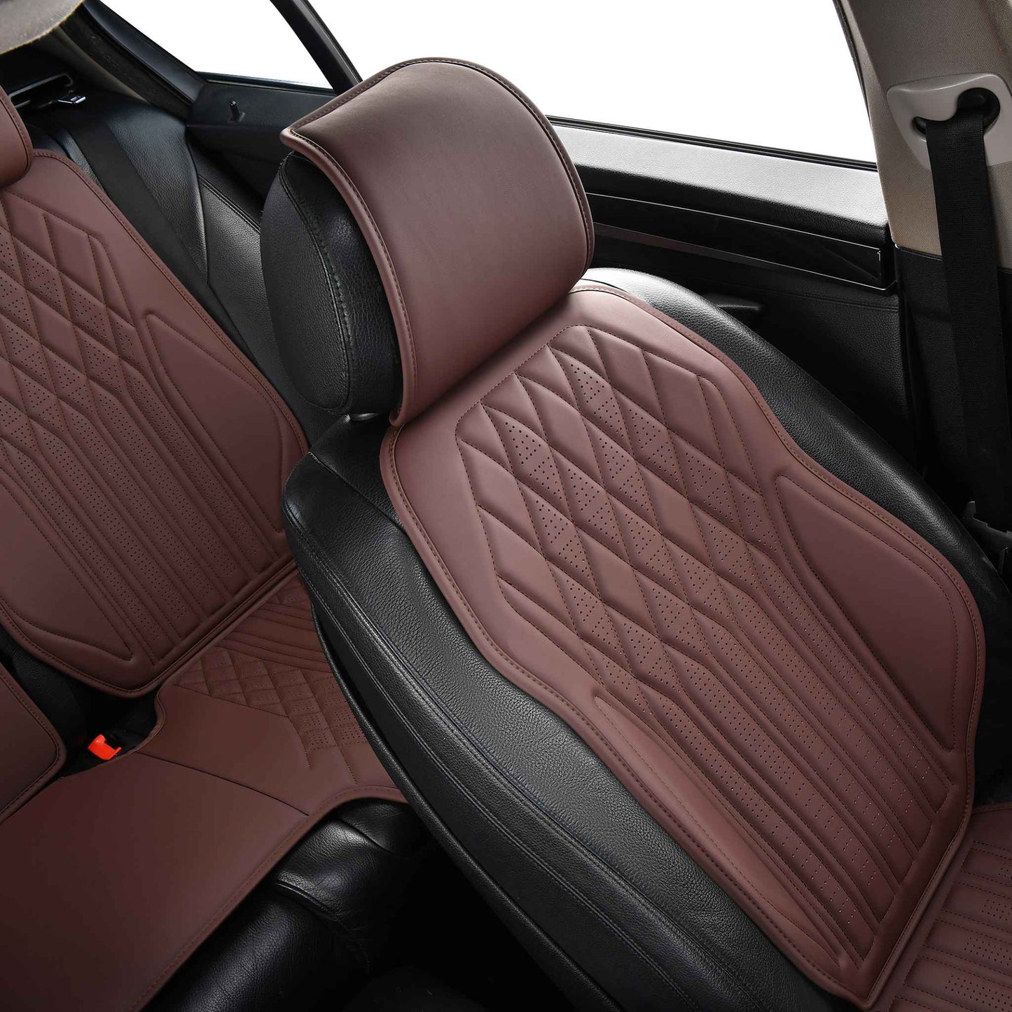 Luxus SeatSkin™ Housses de Siège sur Mesure en Similicuir – Motif Losange Noir Onyx