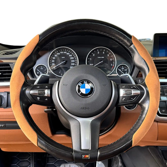 Housse de volant minimaliste en Alcantara – Grip sport marron Arancio