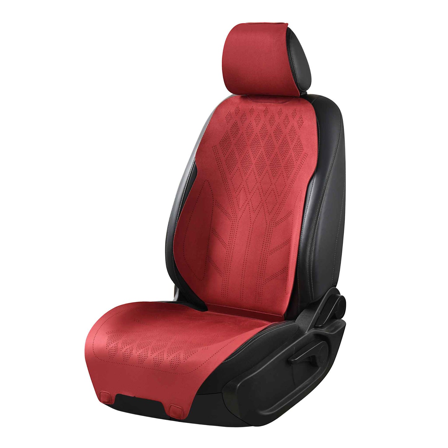 Luxus SeatSkin™ Housses de Siège sur Mesure en Suédine – Motif Losange Rouge Cerise