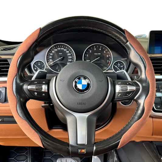 Housse de volant minimaliste en Alcantara - Grip classic - Marron chocolat