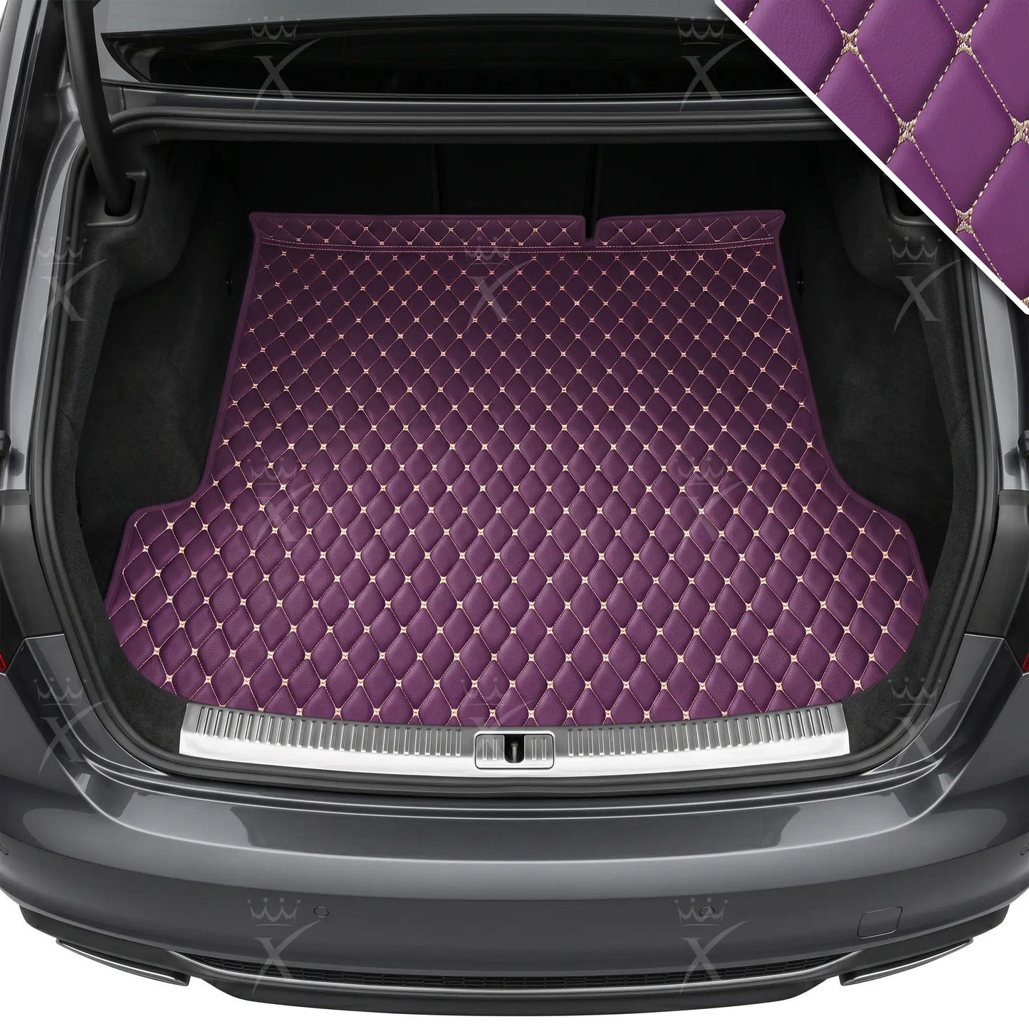 Tapis de Coffre sur Mesure Premium Luxus – Motif Losange Mauve Lavande