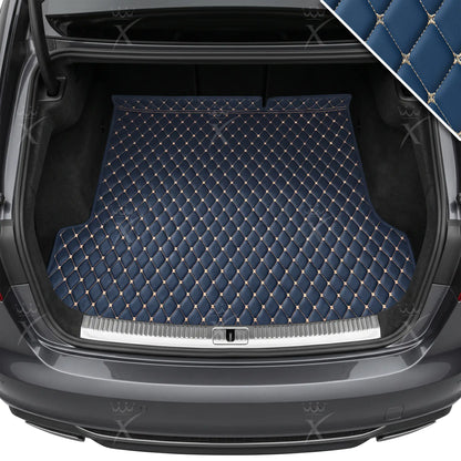 Tapis de Coffre sur Mesure Premium Luxus – Motif Losange Bleu Vintage