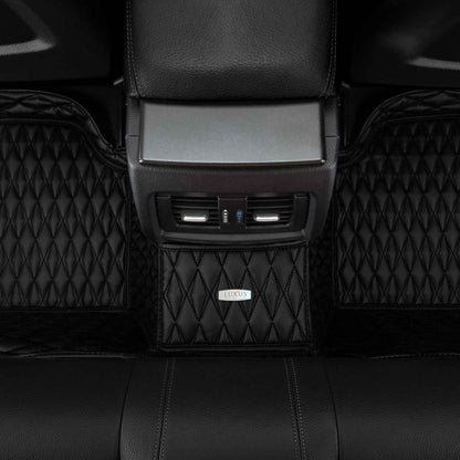 Tapis de Sol 3D sur Mesure Premium Luxus – Motif Double Losange Noir avec Surpiqûres Noires