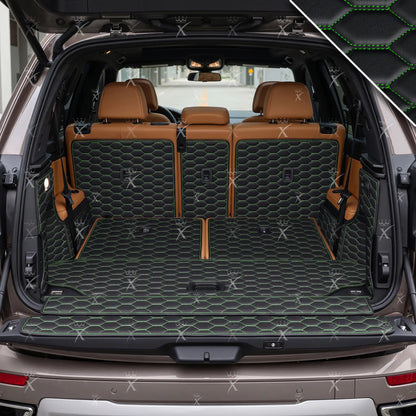 Tapis de Coffre 3D Intégral sur Mesure Premium Luxus – Motif Nid d’Abeille Noir avec Surpiqûres Vertes