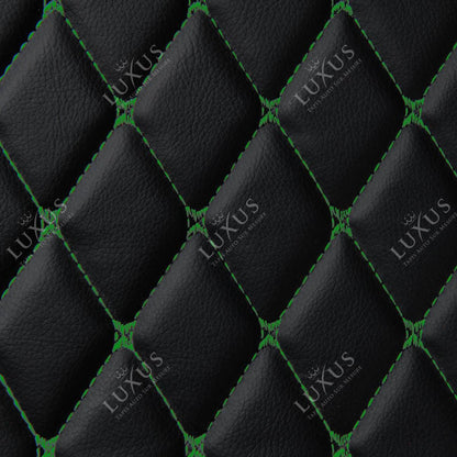 Tapis de Sol 3D Sur Mesure Premium Luxus – Motif Losange Noir avec Surpiqûres Vertes