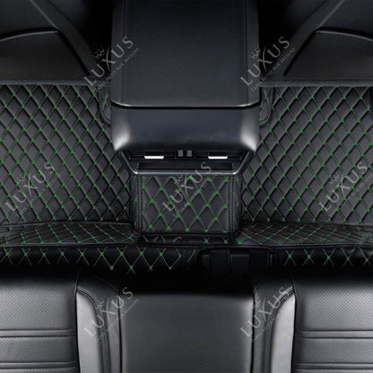 Tapis de Sol 3D Sur Mesure Premium Luxus – Motif Losange Noir avec Surpiqûres Vertes