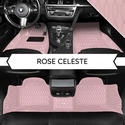 Tapis de Sol 3D sur Mesure Premium Luxus – Motif Double Losange Rose Céleste