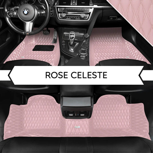 Tapis de Sol 3D sur Mesure Premium Luxus – Motif Double Losange Rose Céleste