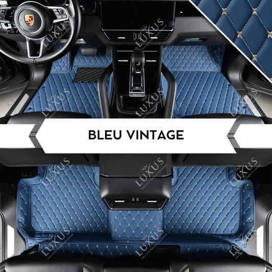 Tapis de Sol 3D sur Mesure Premium Luxus – Motif Losange Bleu Vintage