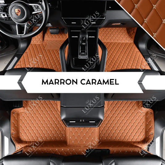 Tapis de Sol 3D sur Mesure Premium Luxus – Motif Losange Marron Caramel