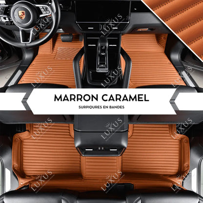 Luxus Tapis de Sol 3D sur Mesure – Motif Bandes Marron Caramel